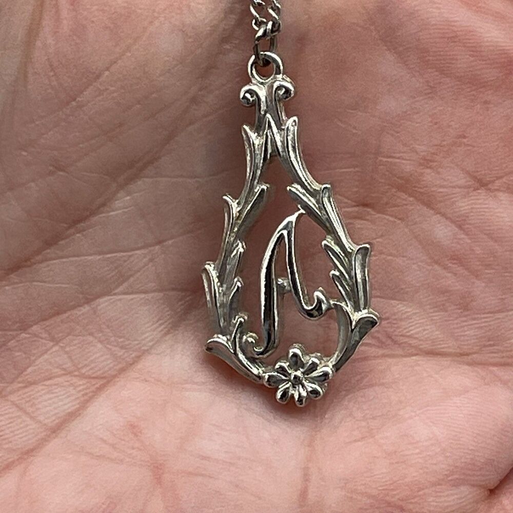Sarah Coventry Silver-Tone Letter A Monogram Pendant Necklace